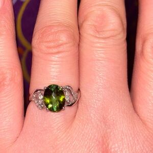 Peridot Diamond 10K gold ring